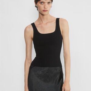 Aritzia Sculpt Knit Squareneck Top - Black, Size S